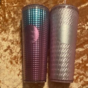 💜Bundle 2Starbucks 2024 MattePink ChainLink SoftTouch Venti 24oz.Tumbler ColdCup